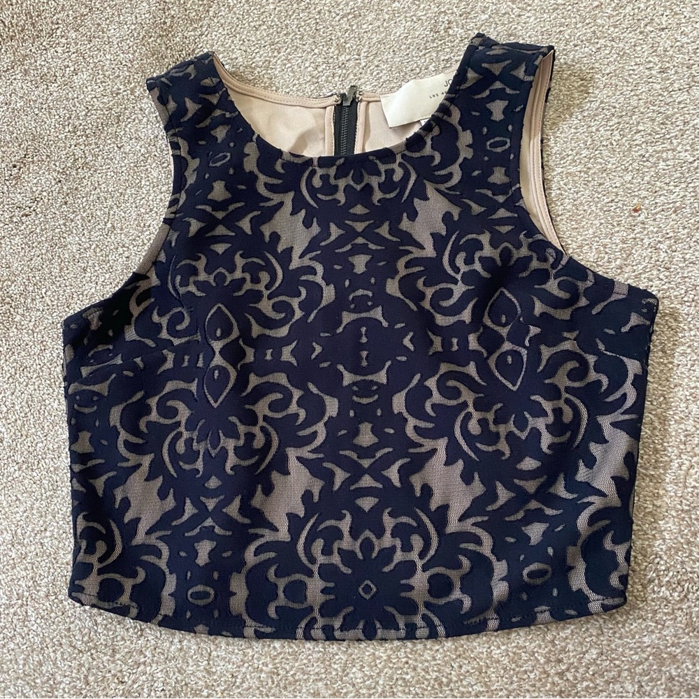 JOA Los Angeles applique lace top. Size S
